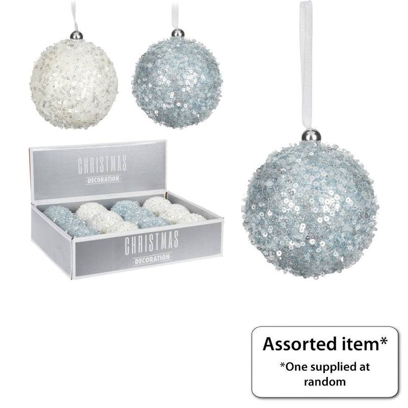 Glitter Bauble 80mm - XMAS HANGING DECOS - Beattys of Loughrea