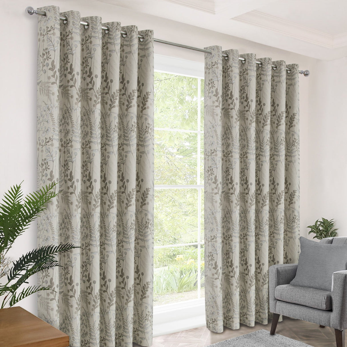 Foliage Birch Eyelet Curtains 66 x 90 - CURTAINS - READY MADE - Beattys of Loughrea