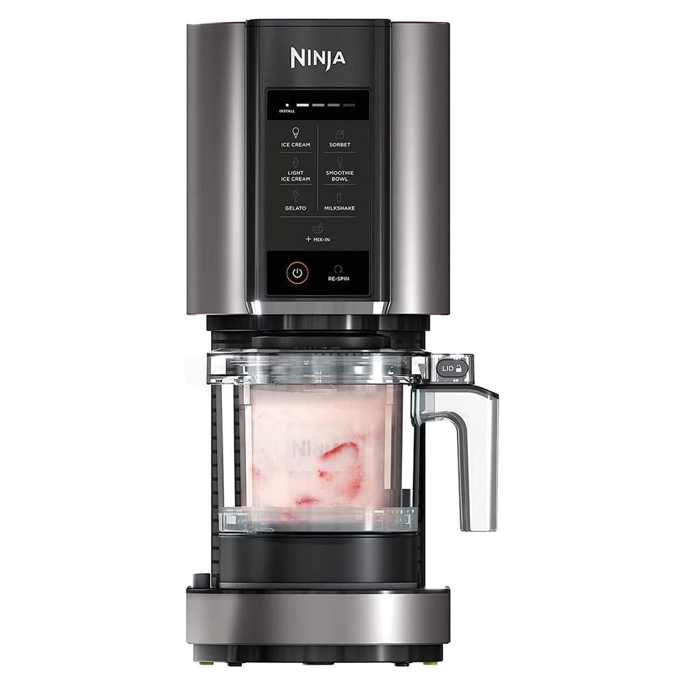Ninja Creami Ice Cream & Frozen Dessert Maker - Black & Silver | NC300UK - SMOOTHIE ICECREAM YOG POPCORN CHOC - Beattys of Loughrea