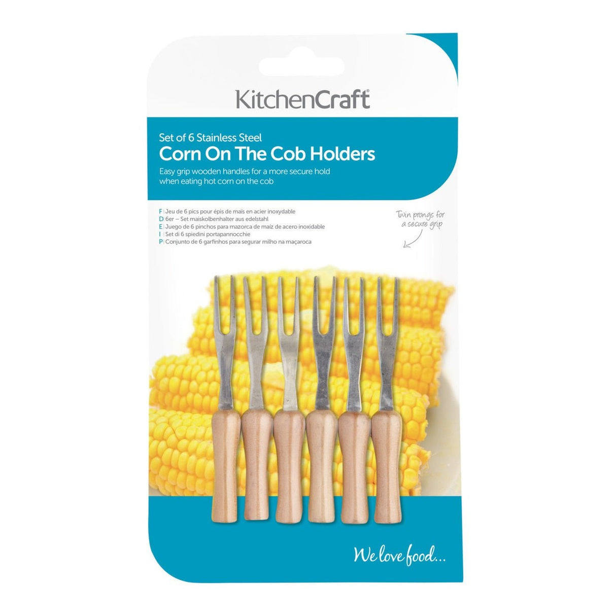 KitchenCraft Set of 6 Corn on the Cob Holders - KITCHEN HAND TOOLS - Beattys of Loughrea