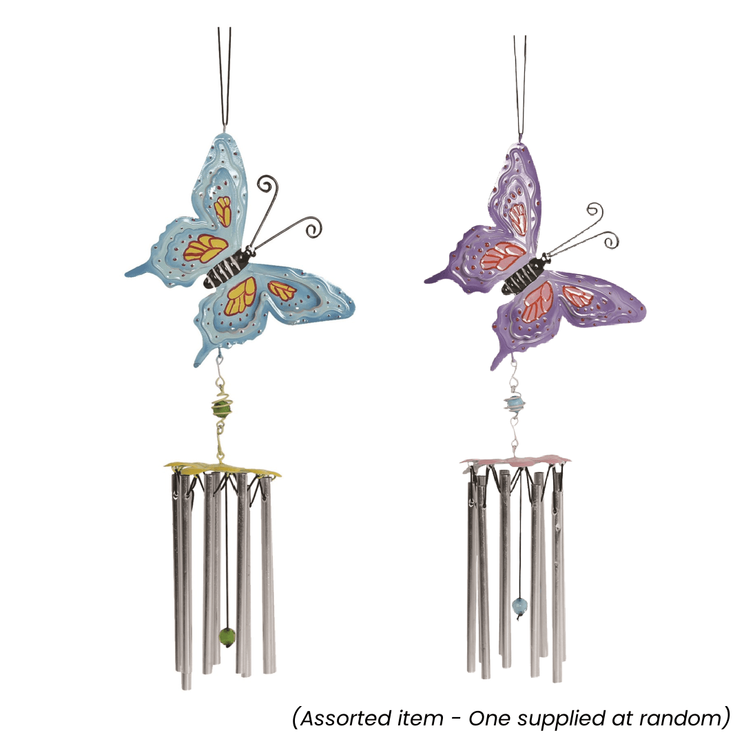 Decorative Butterfly Windchime 40cm - SOLAR / GARDEN ORNAMENTS - Beattys of Loughrea