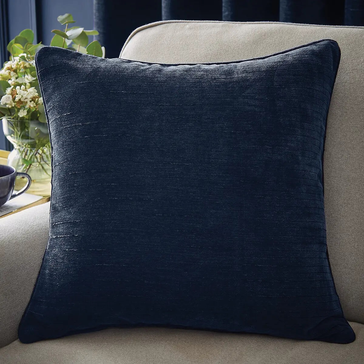 Selene Lux Chenille Deep Navy Cushion 55x55cm - CUSHIONS/COVERS - Beattys of Loughrea
