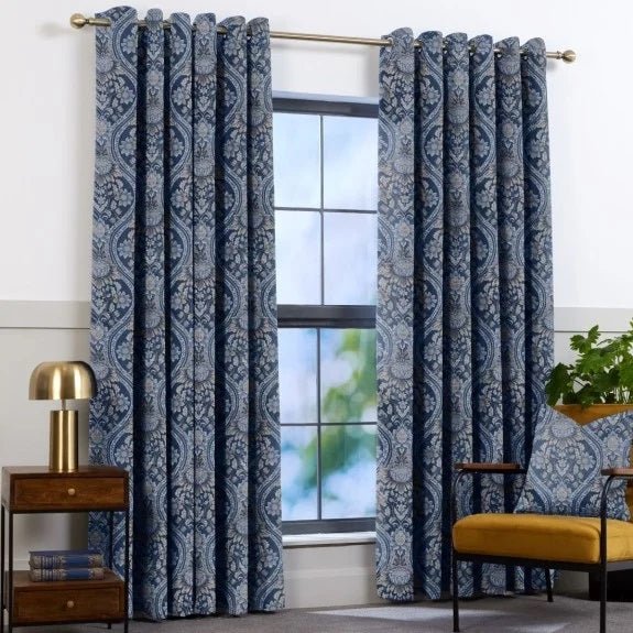 Brompton Navy 66 x 90 Eyelet Curtains - CURTAINS - READY MADE - Beattys of Loughrea