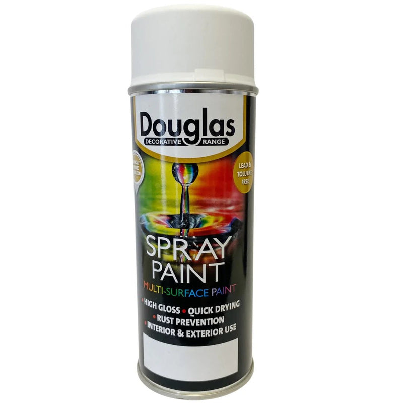 Douglas Spray Paint - Matt White 400ml - METAL PAINTS - Beattys of Loughrea