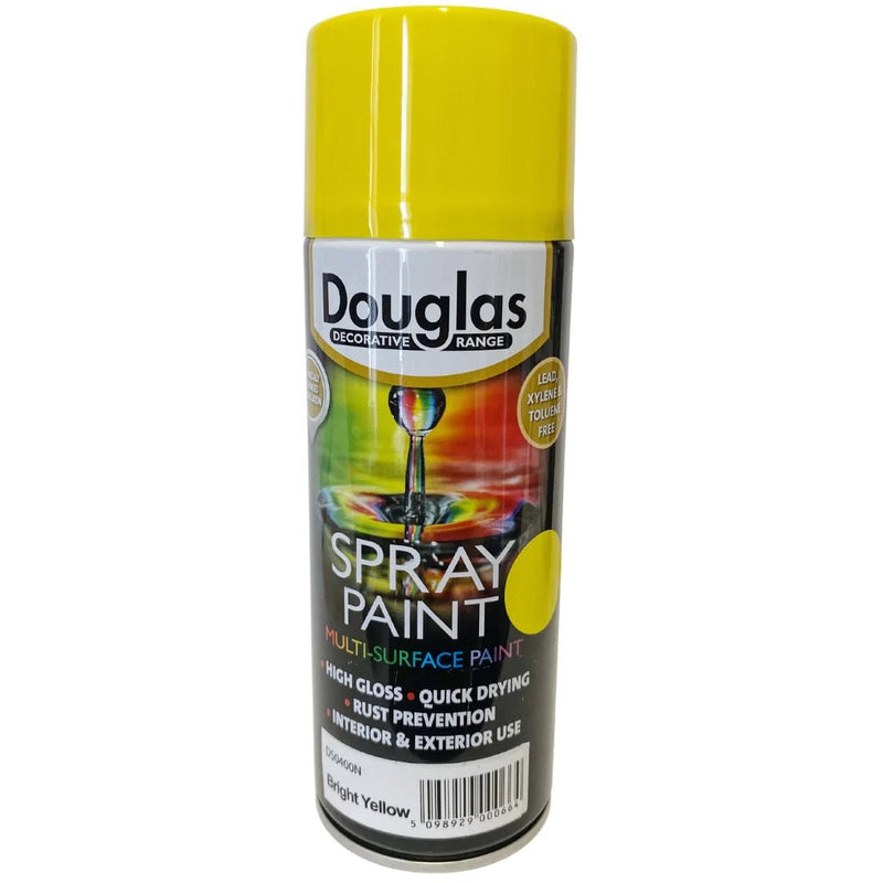Douglas Spray Paint – Bright Yellow 400ml - METAL PAINTS - Beattys of Loughrea
