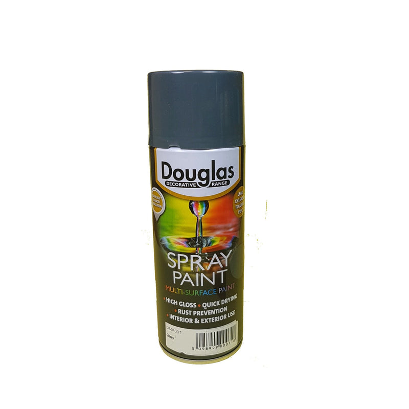 Douglas Spray Paint – Grey Gloss 400ml - METAL PAINTS - Beattys of Loughrea