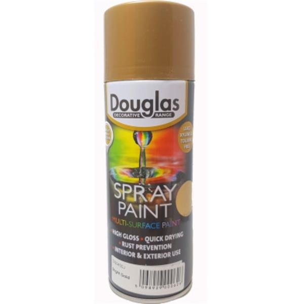 Douglas Spray Paint – Bright Gold 400ml - METAL PAINTS - Beattys of Loughrea
