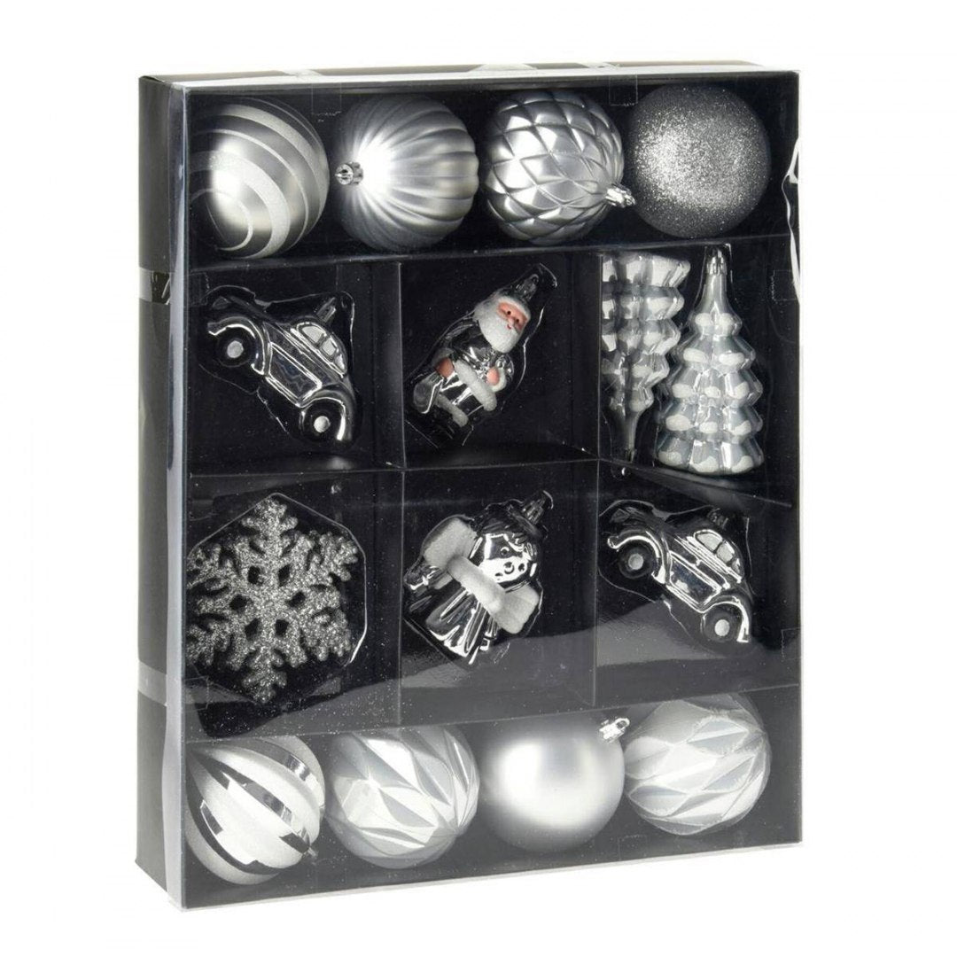 Hanging Christmas Decorations 20pc Silver CAN223110 - XMAS BAUBLES - Beattys of Loughrea