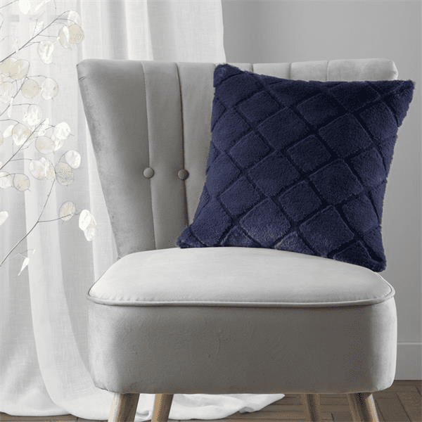 Catherine Lansfield Cosy Diamond Cushion in Navy 43 x 43cm - CUSHIONS/COVERS - Beattys of Loughrea