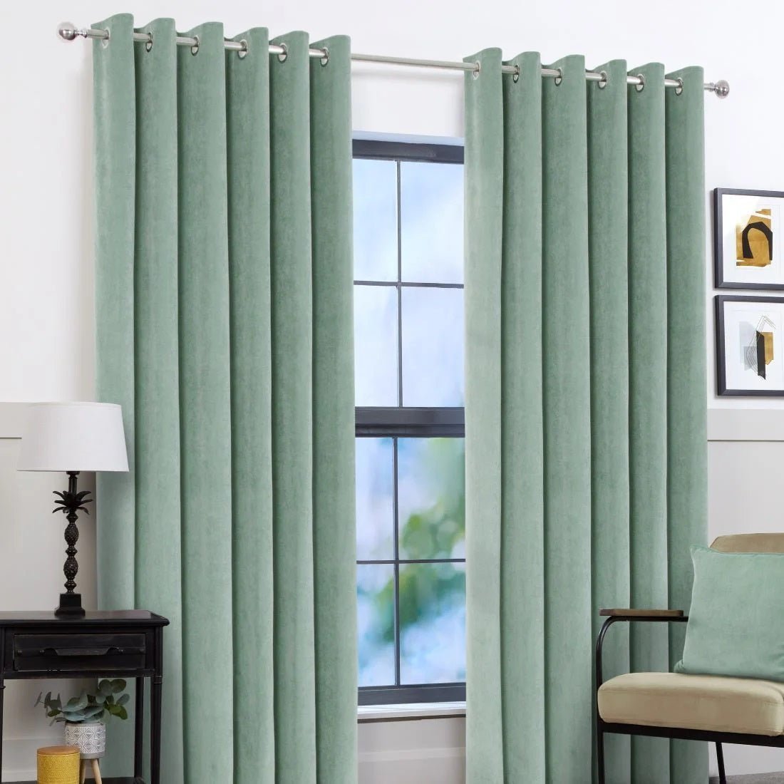 Arosa Eucalyptus Eyelet Curtains 66 x 90 - CURTAINS - READY MADE - Beattys of Loughrea