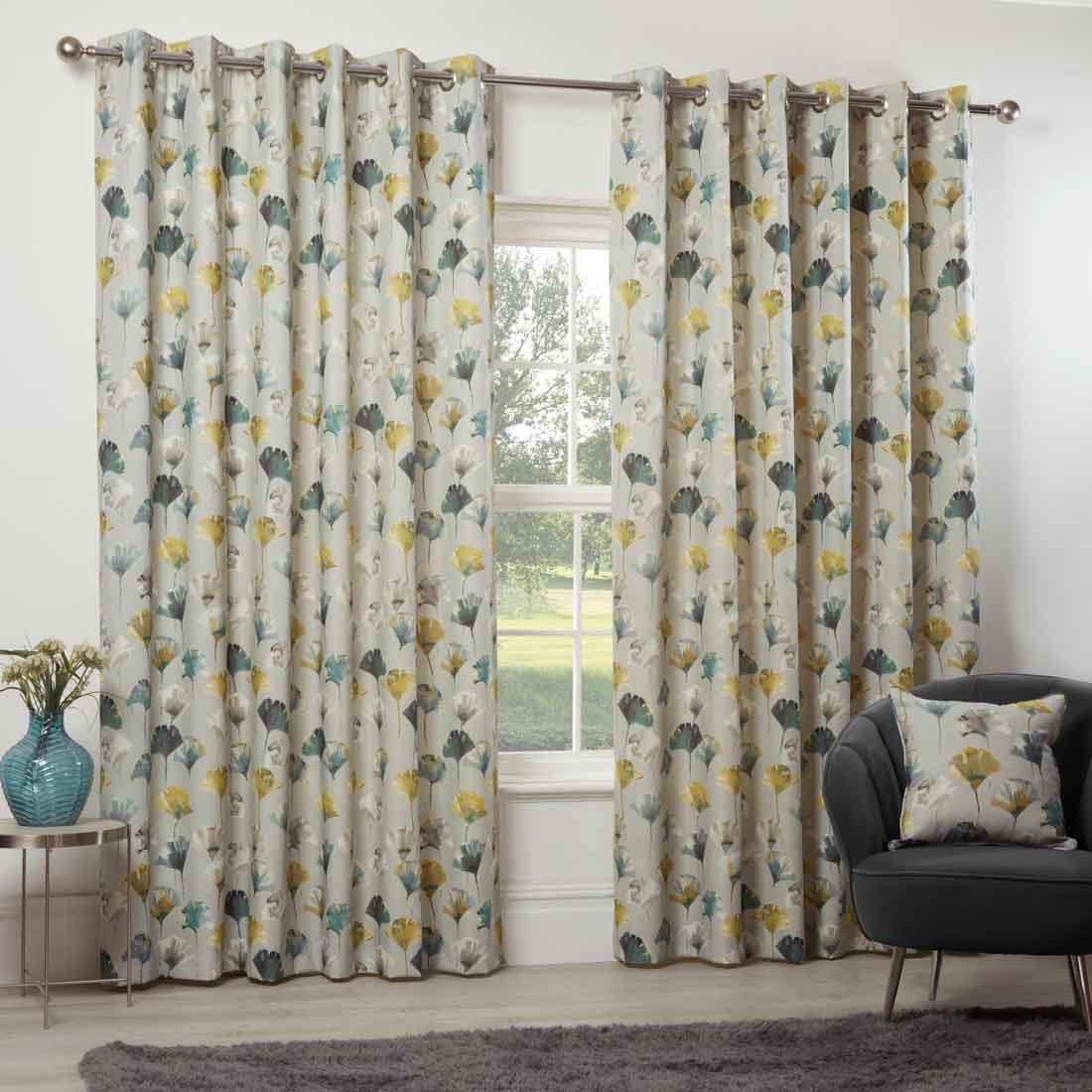 Camarillo Chartreuse Eyelet Curtains 90 x 90 - CURTAINS - READY MADE - Beattys of Loughrea