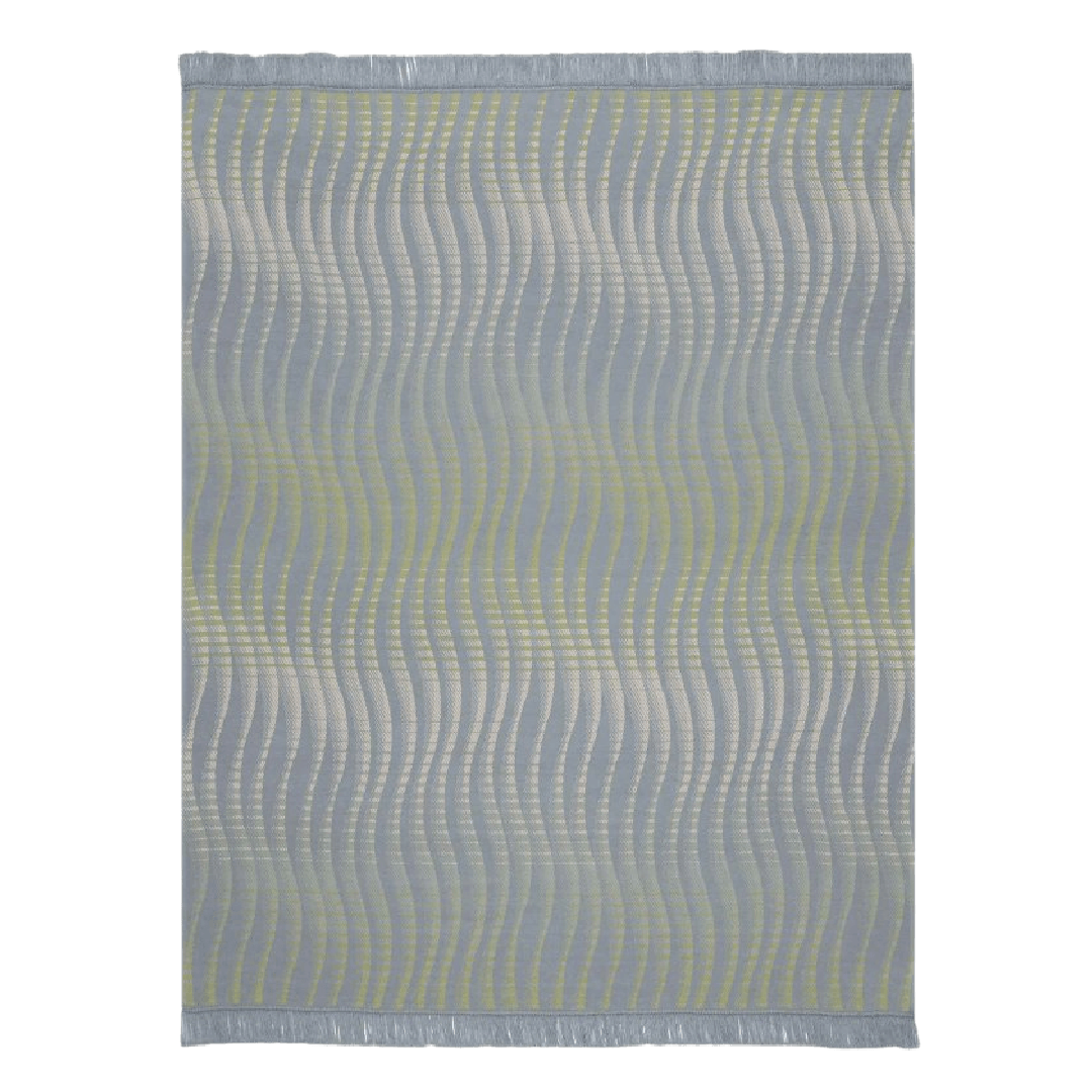 Biederlack Cotton Rich Blanket 140 x 180cm Curves Marine - THROWS/BLANKETS - Beattys of Loughrea