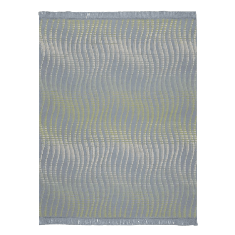 Biederlack Cotton Rich Blanket 140 x 180cm Curves Marine - THROWS/BLANKETS - Beattys of Loughrea