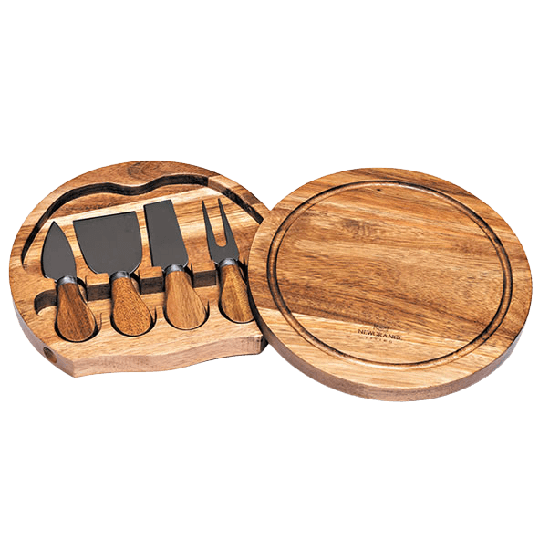 Newgrange Living Round Cheese Board with Knives - WOODEN KITCHENWARE /ACCESSORIES - Beattys of Loughrea