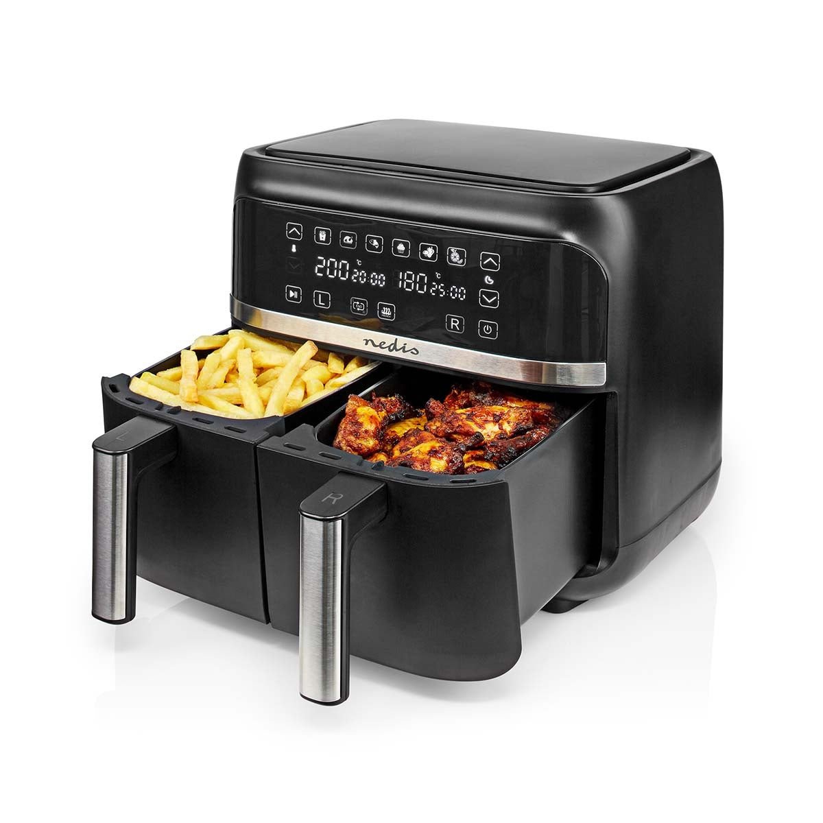 Nedis Digital Double Hot Air Fryer KAAFD350EBK - DEEP FAT FRYERS/ AIR FRYER - Beattys of Loughrea