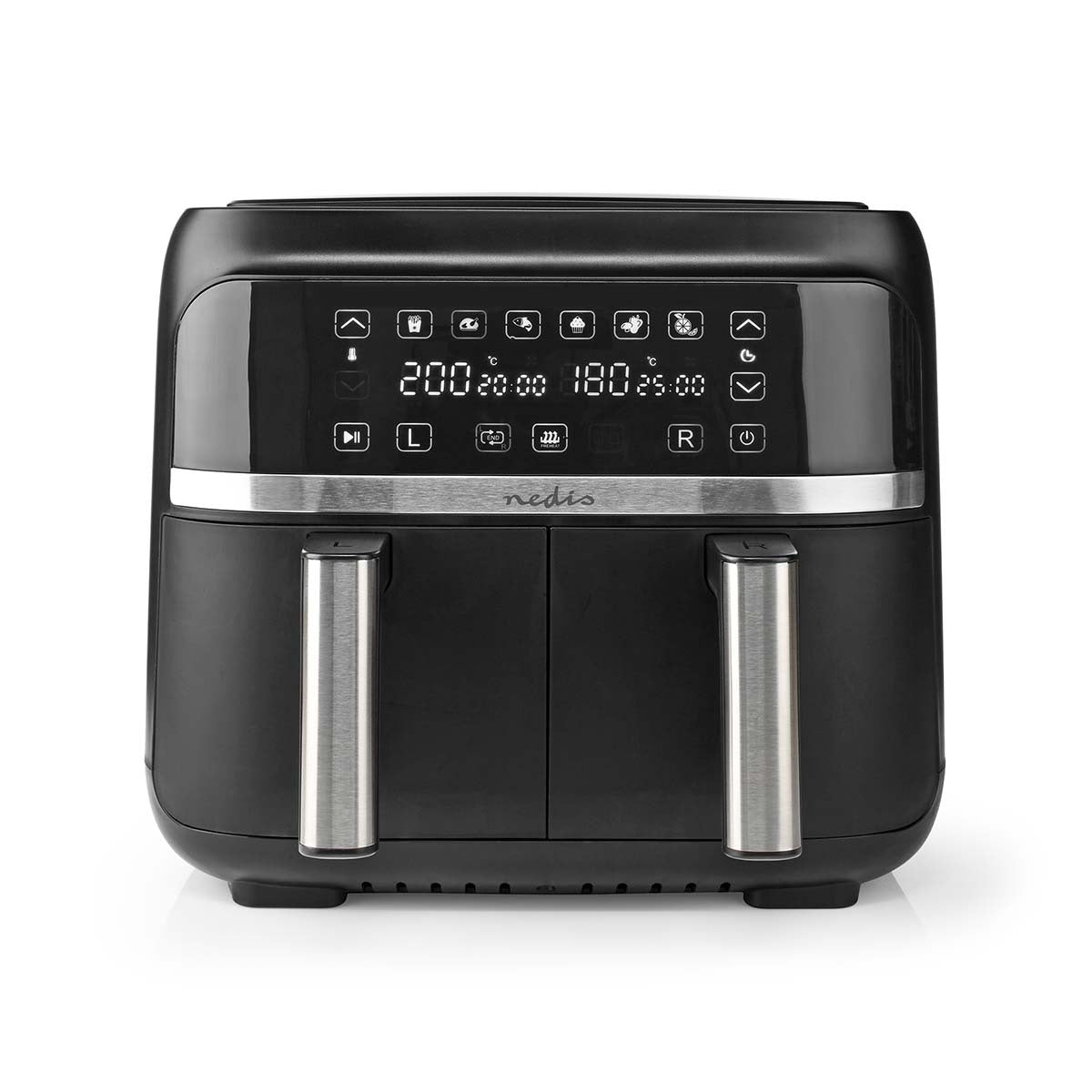Nedis Digital Double Hot Air Fryer KAAFD350EBK - DEEP FAT FRYERS/ AIR FRYER - Beattys of Loughrea