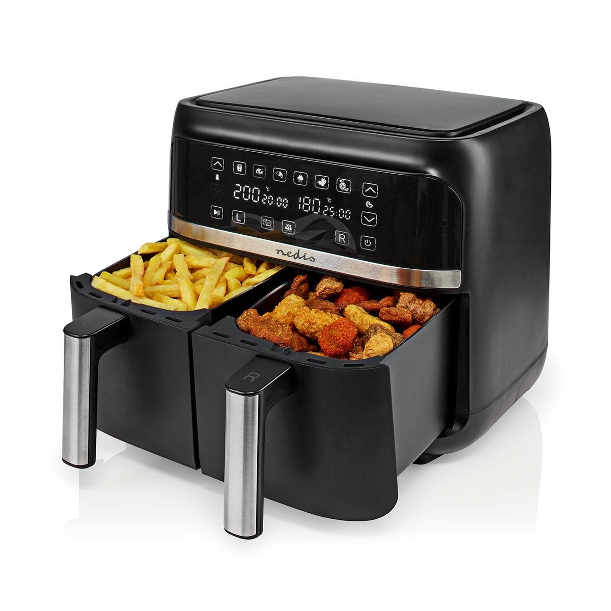 Nedis Digital Double Hot Air Fryer KAAFD350EBK - DEEP FAT FRYERS/ AIR FRYER - Beattys of Loughrea