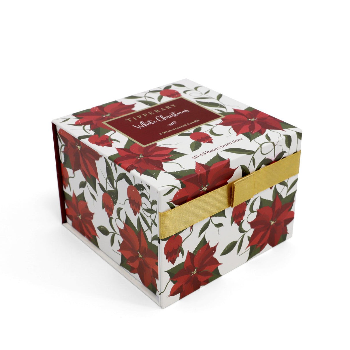 TIPPERARY CRYSTAL Poinsettia 3 Wick Candle - White Christmas - CANDLES - Beattys of Loughrea