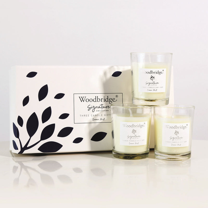 Ocean Mist Boxed Three Votive Candle Set by Woodbridge 3x50g - CANDLES - Beattys of Loughrea