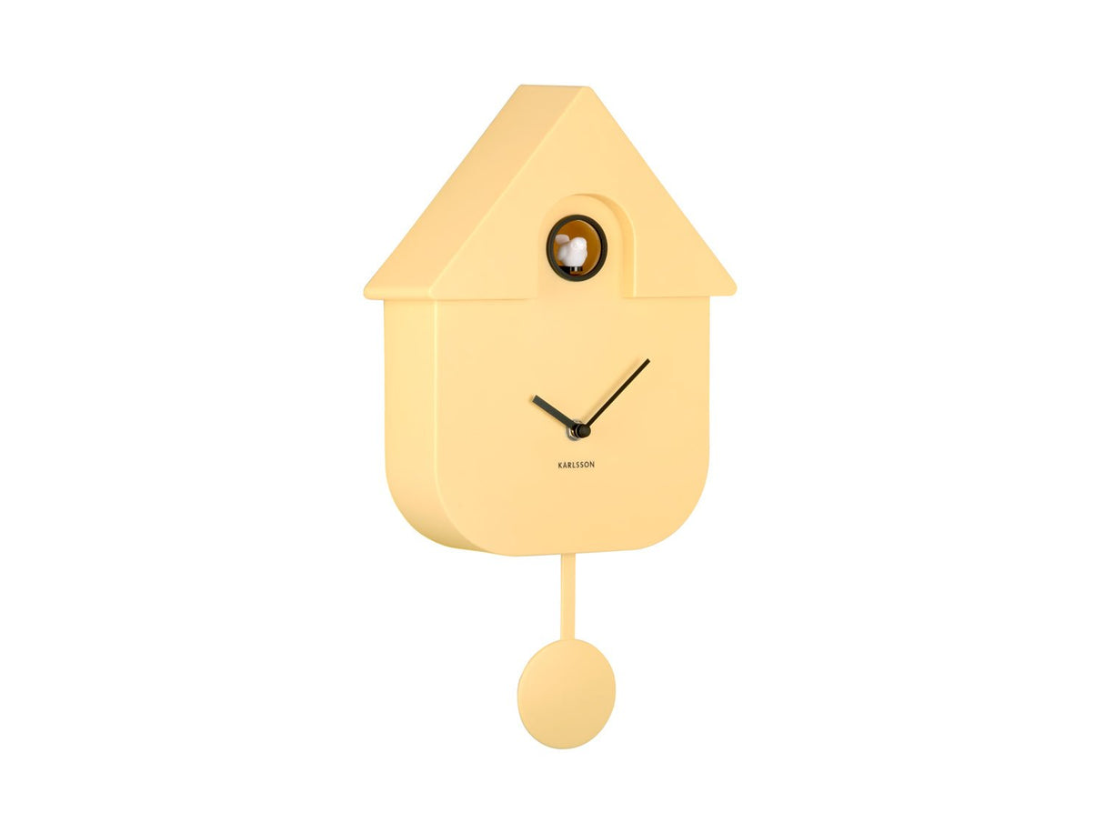 Wall Clock Modern Cuckoo Soft Yellow - CLOCKS - Beattys of Loughrea