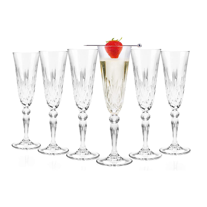RCR Melodia Set of 6 Champagne Glasses - DRINKING GLASSES - Beattys of Loughrea
