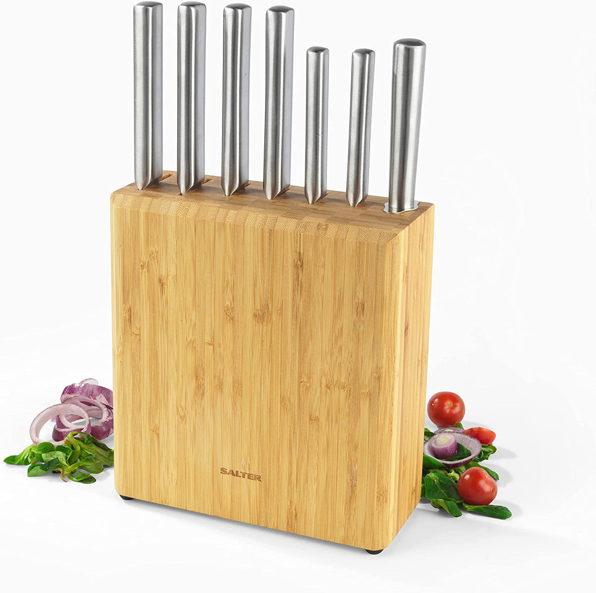 Salter 7 Pc Kitchen Knife Set with Bamboo Block - CUTLERY/KNIFE SET/BLOCK - Beattys of Loughrea