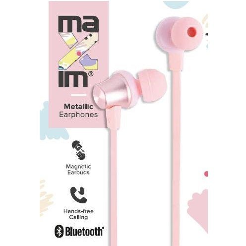 Maxim Bluetooth Metallic Pink Earphones - HEADPHONES / EARPHONES/ MICROPHONE - Beattys of Loughrea