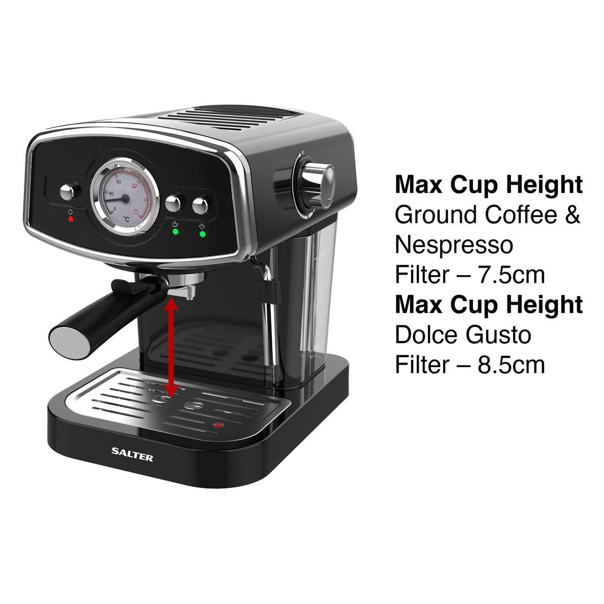 Salter 3 In 1 Barista Deluxe Coffee Machine with Milk Frothing Wand - COFFEE MAKERS / ACCESSORIES - Beattys of Loughrea