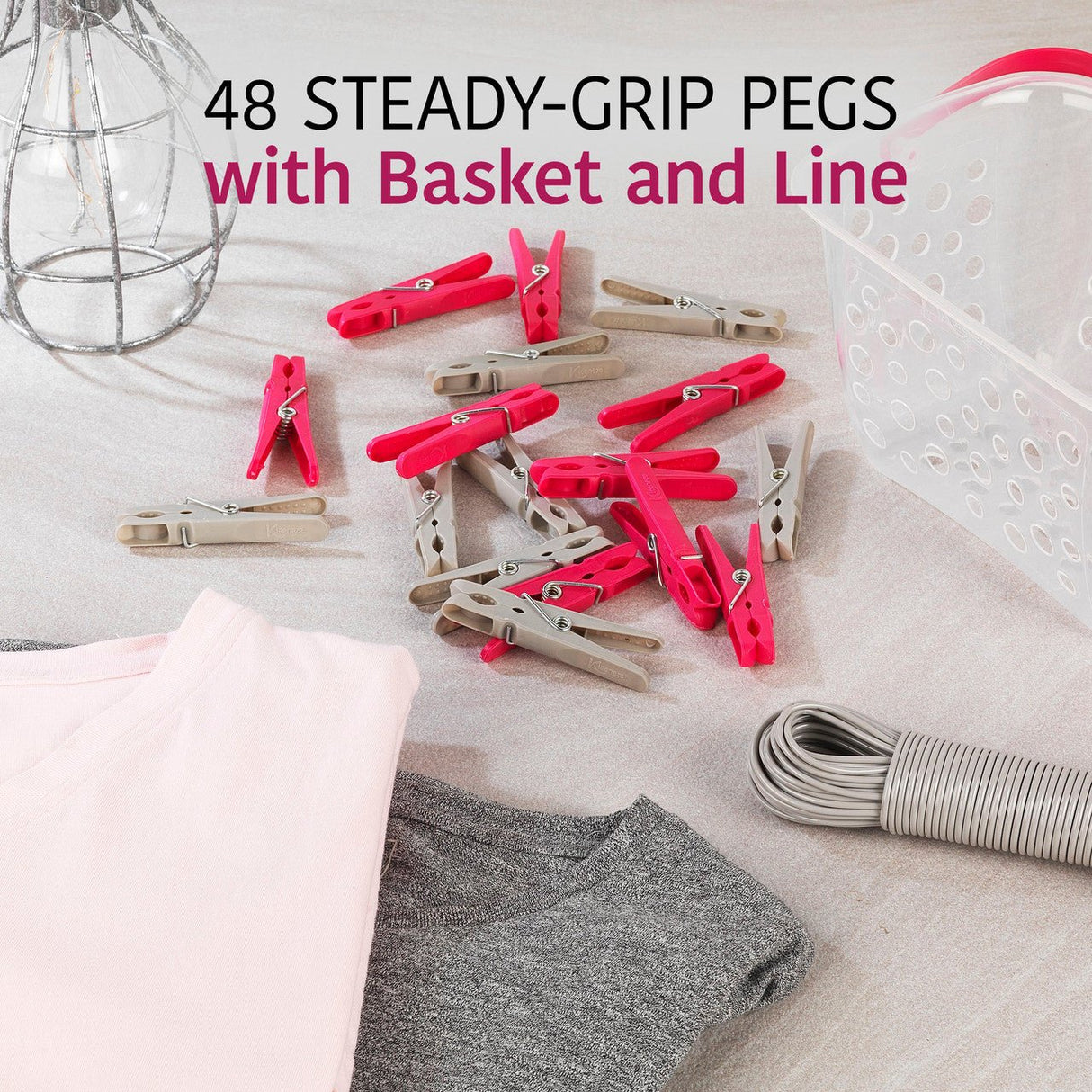 Kleeneze 20 Metre Washing Line, Pegs & Storage Basket - H/H - CLOTHES PEG/COAT HANGER/WALKING STICK..ETC - Beattys of Loughrea