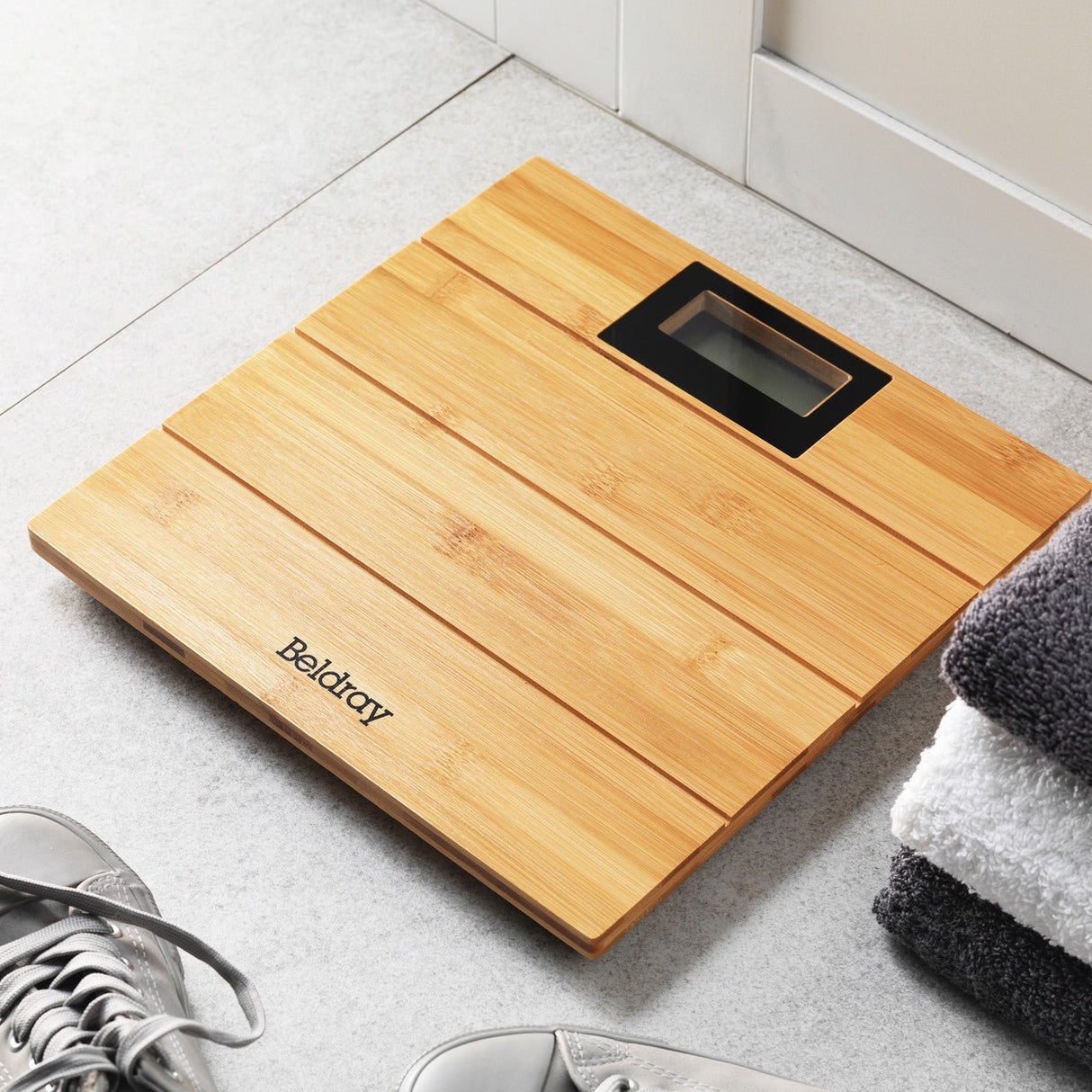 Beldray Bamboo Digital Scales with LED Display - BATHROOM SCALES - Beattys of Loughrea