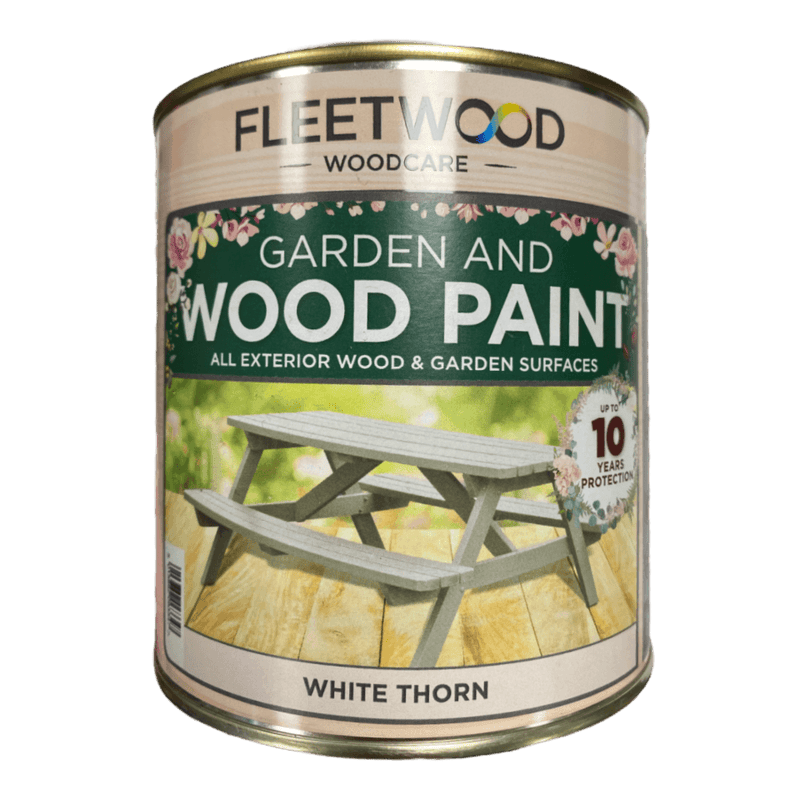 Fleetwood Superflex Garden & Wood Paint White Thorn 1Ltr - VARNISHES / WOODCARE - Beattys of Loughrea