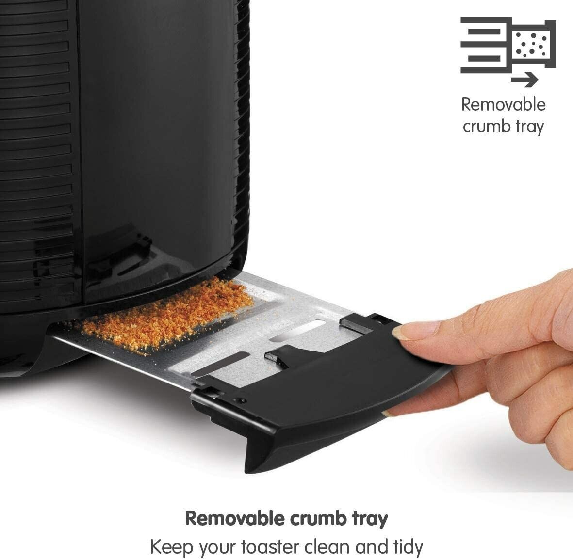 Russell Hobbs 2 Slice Groove Toaster - Black (26390) - TOASTERS - Beattys of Loughrea