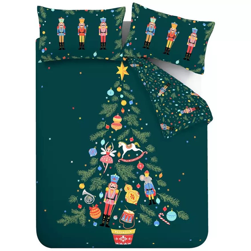 Catherine Lansfield Nutcracker Green Duvet Set - Kingsize - DUVET COVERS - Beattys of Loughrea