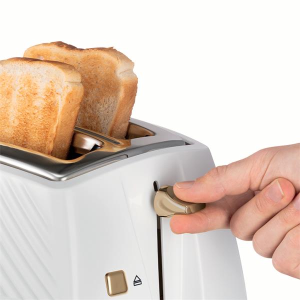 Russell Hobbs Groove 2 Slice Toaster - White | 26391 - TOASTERS - Beattys of Loughrea