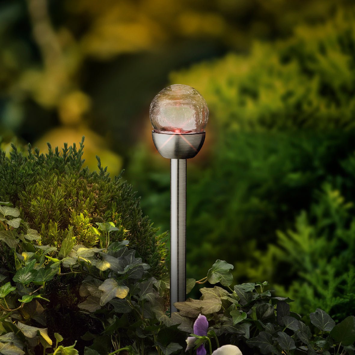 Set of 6 Crackle Glass Colour Changing Solar Lights - SOLAR / GARDEN ORNAMENTS - Beattys of Loughrea