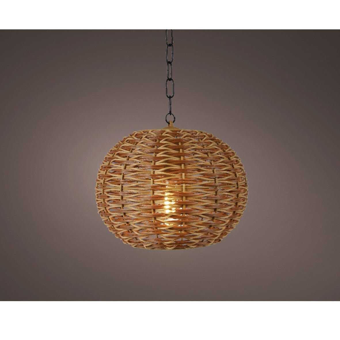 28cm Natural Wicker Battery Operated Outdoor Pendant Light - SOLAR / GARDEN ORNAMENTS - Beattys of Loughrea