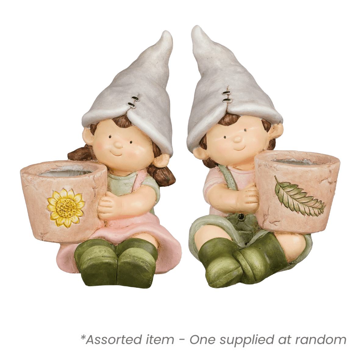 36cm Boy/Girl Garden Figurine Assorted - One Supplied - CLAY / CERAMIC FLOWER POT - Beattys of Loughrea