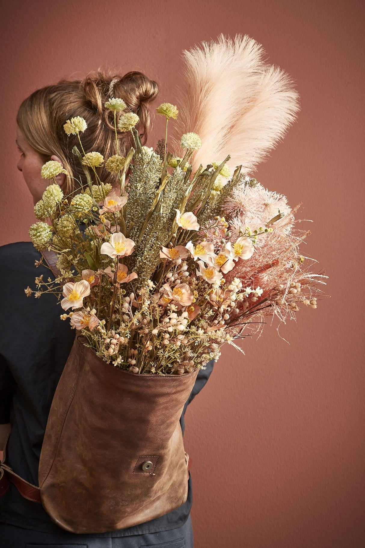 Pom Pom Artificial Branch Dried Flowers 53cm Green - FLOWERS - PAPER/PLASTIC - Beattys of Loughrea