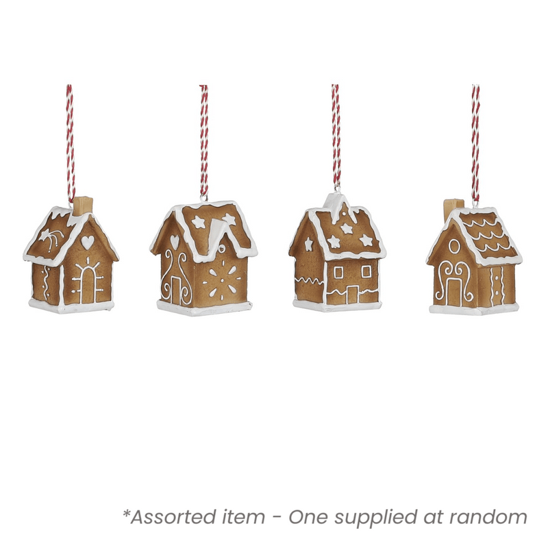 Gingerbread House Style Hanging Decoration Assorted - One Supplied - XMAS DECORATIONS - Beattys of Loughrea