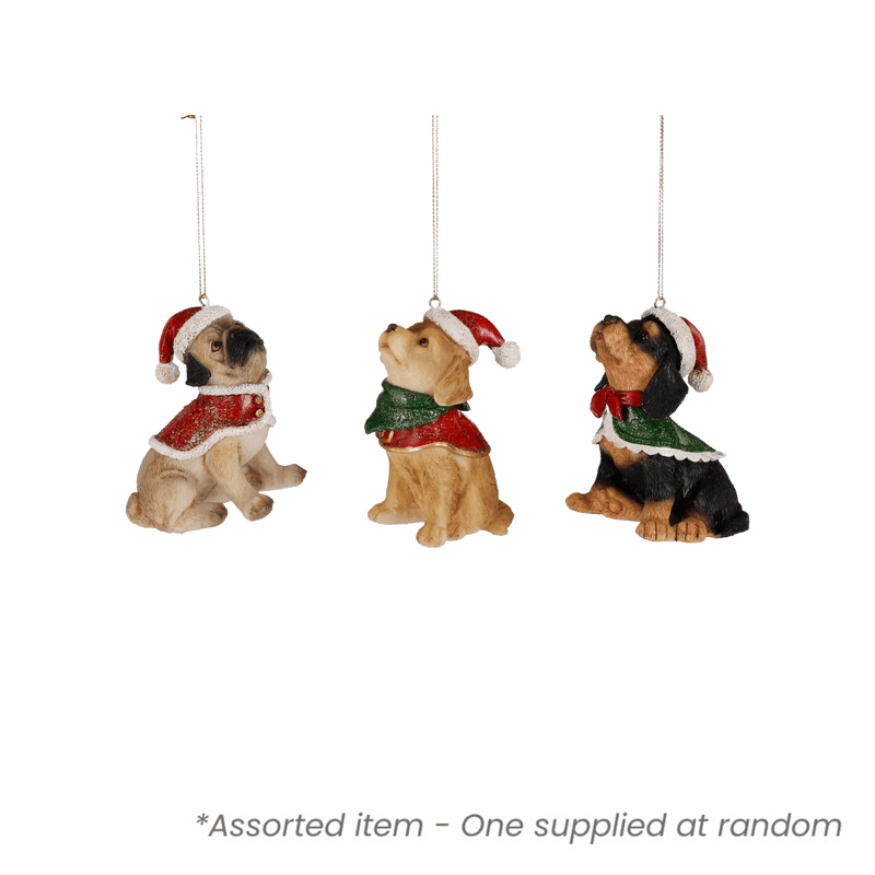 Hanging Dog Decoration Assorted - One Supplied - XMAS DECORATIONS - Beattys of Loughrea