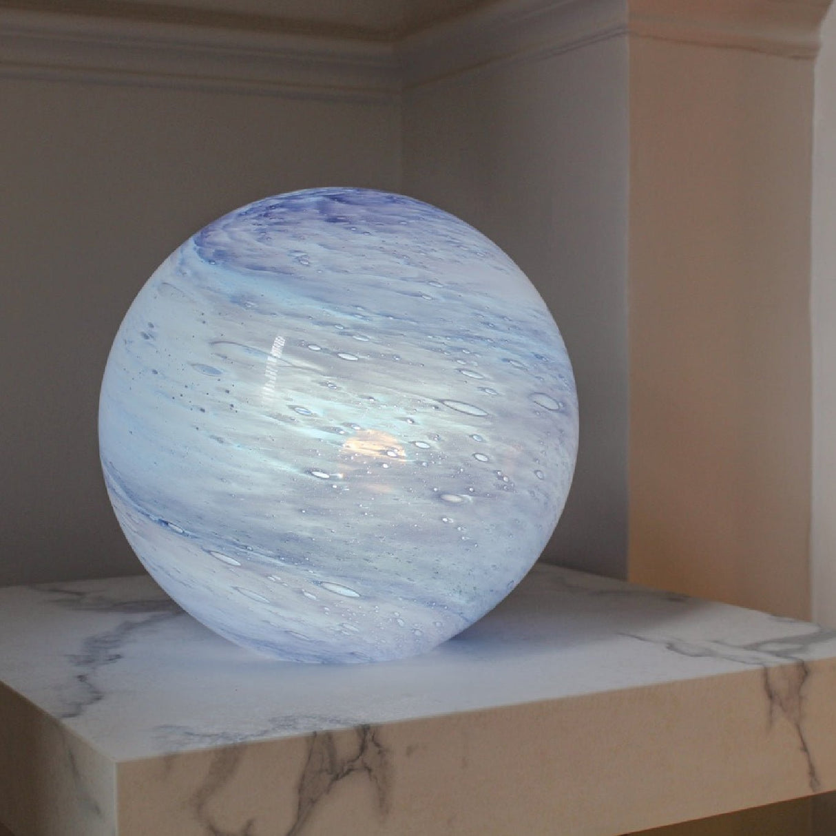 Glass Sphere Lamp Lilac Sky 28cm - TABLE/BEDSIDE LAMPS - Beattys of Loughrea