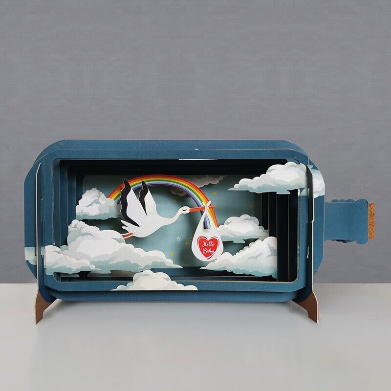 Message in a Bottle 3D Card Hello Baby Stork MIB199 - Beattys of Loughrea | www.beattys.ie