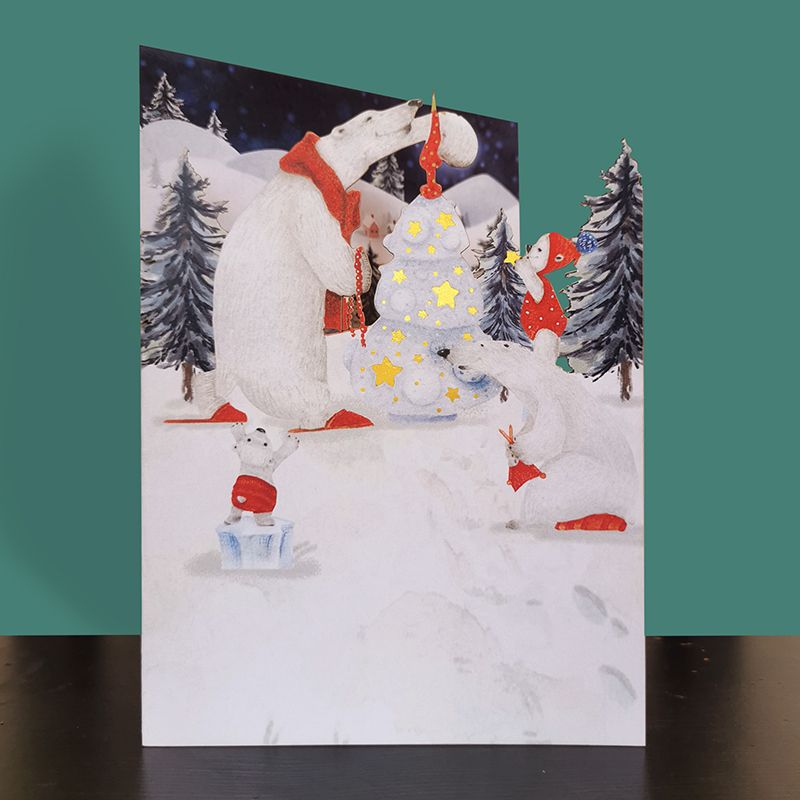 Paper Cut Pop Up Card Polar Bears CMS023 - Beattys of Loughrea | www.beattys.ie