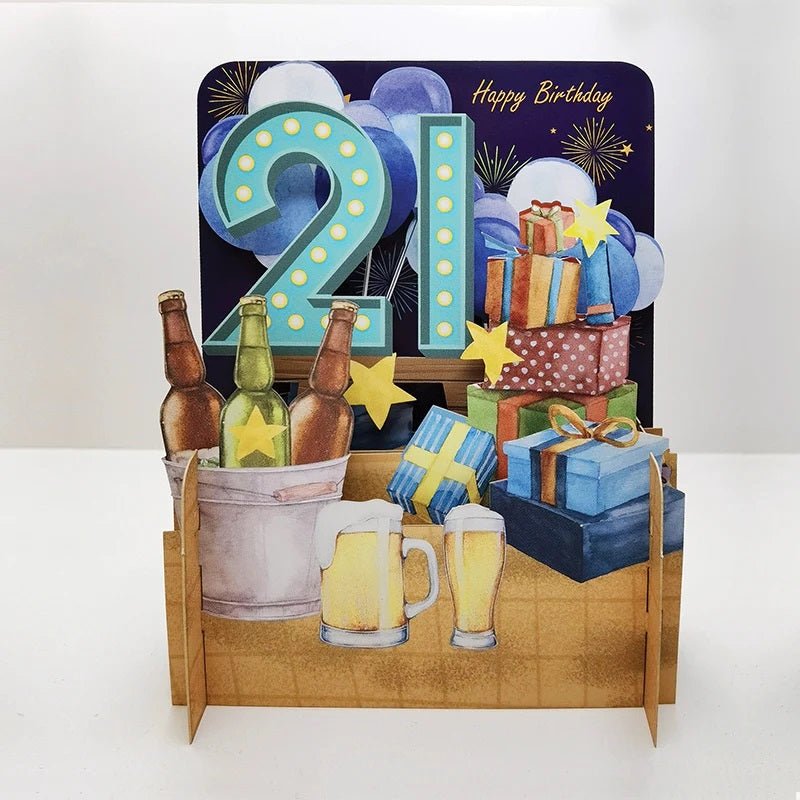 3D Pop Up Birthday Card Age 21 MN036 - CARD/GIFTWRAP/GIFTBAGS - Beattys of Loughrea