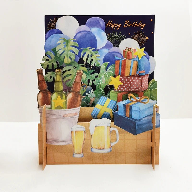 3D Birthday Pop Up Card Beers & Gifts MN052 - CARD/GIFTWRAP/GIFTBAGS - Beattys of Loughrea