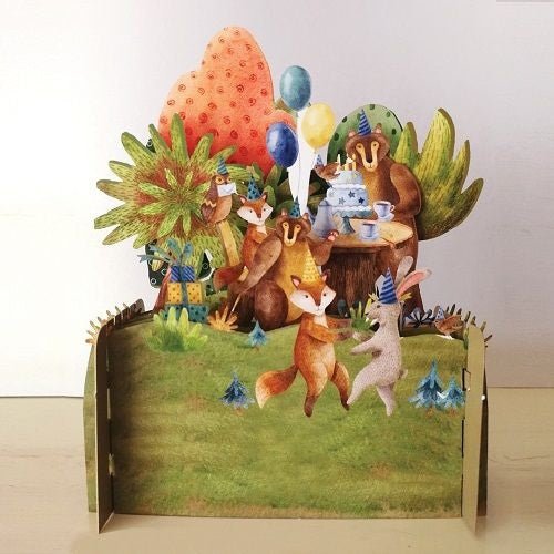 Children's Animals Tea Party 3D Pop Up Birthday Greeting Card KID002 - Beattys of Loughrea | www.beattys.ie