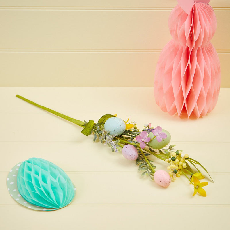 Faux Flower Stem with Spring Eggs 50cm - FLOWERS - PAPER/PLASTIC - Beattys of Loughrea