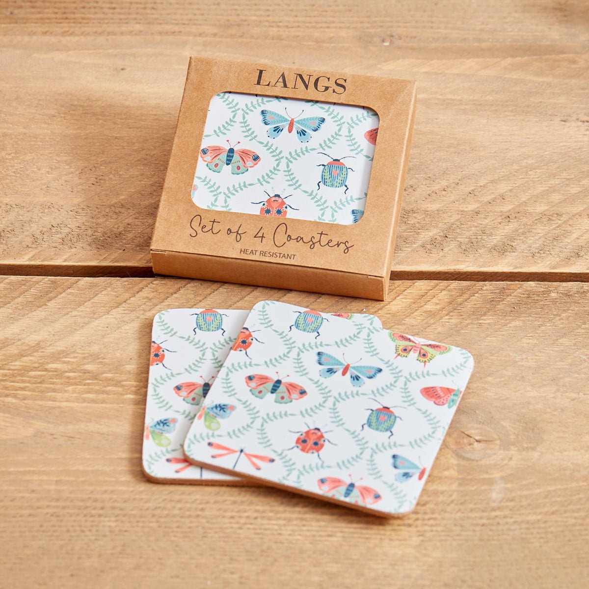 Butterfly & Insect Coaster S/4 In Box Heat Resistant Wood - TABLEMATS/COASTERS - Beattys of Loughrea