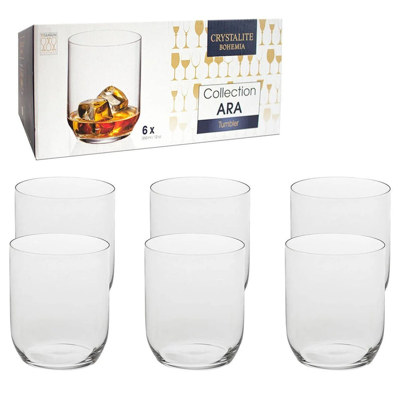 Crystal Bohemia Set of 6 Ara Tumblers 350ml - DRINKING GLASSES - Beattys of Loughrea
