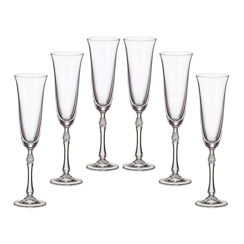 Crystal Bohemia Parus Set of 6 Flute Glasses 190ml - DRINKING GLASSES - Beattys of Loughrea
